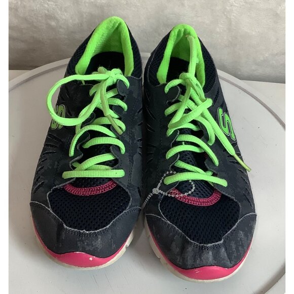 Skechers Flex Athletic Shoes Sneakers Women Size 8 Style 22128 Black Neon Green - Picture 5 of 7